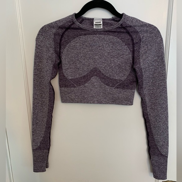 Gymshark flex long sleeve crop top heathered purple, women’s size small - Picture 3 of 8